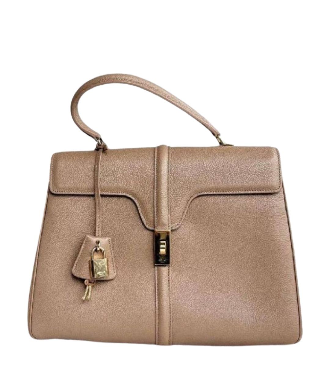 CELINE Бежевая кожаная сумка с короткими ручками, фото 1