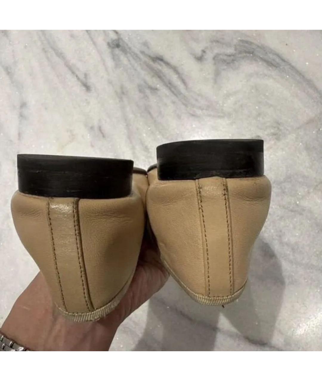 CHANEL Бежевые кожаные балетки, фото 7