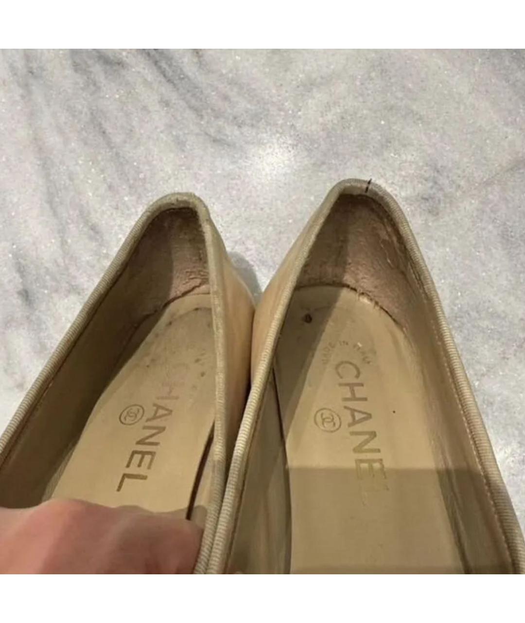 CHANEL Бежевые кожаные балетки, фото 5
