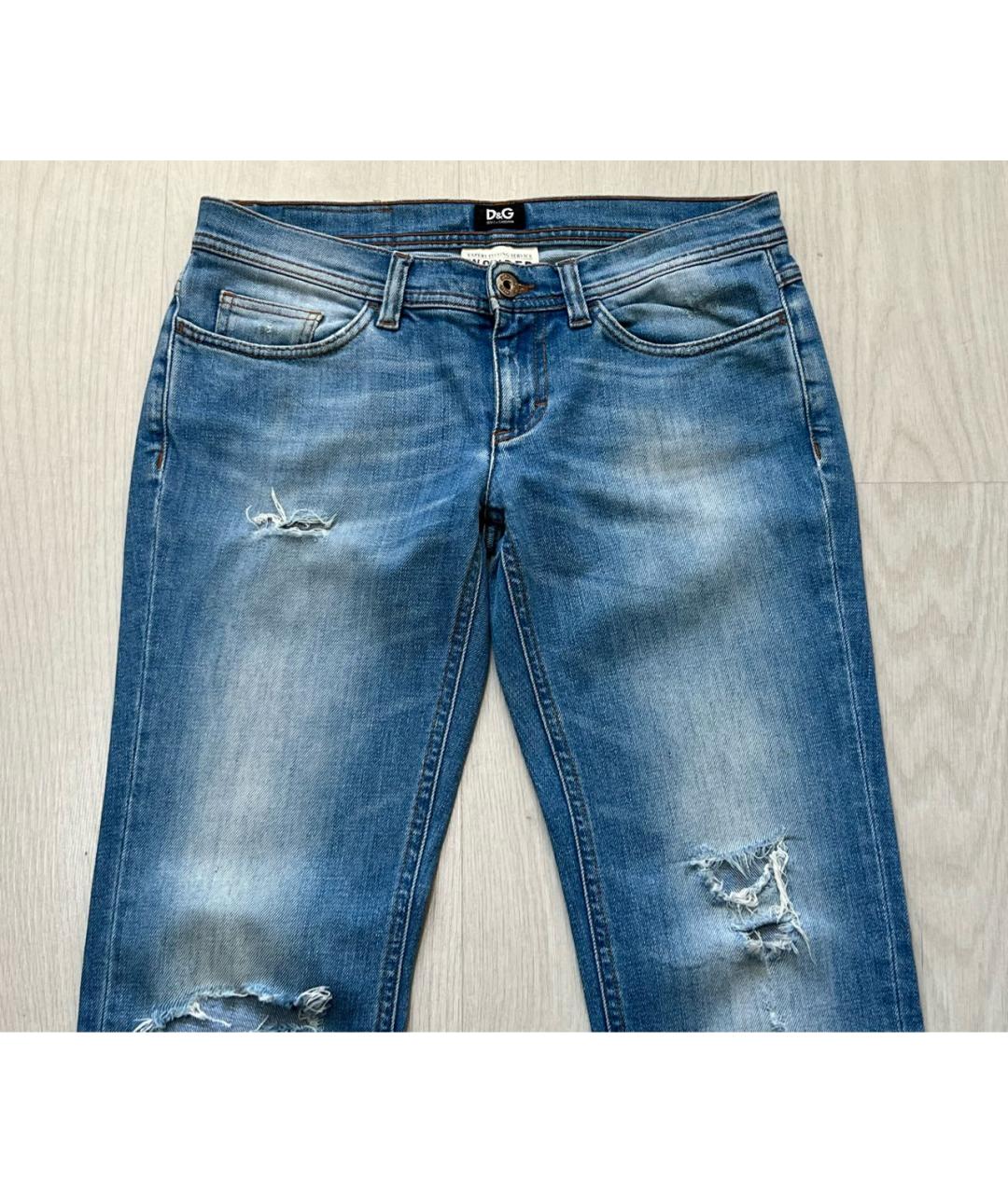 DOLCE&GABBANA Голубые хлопковые прямые джинсы, фото 3