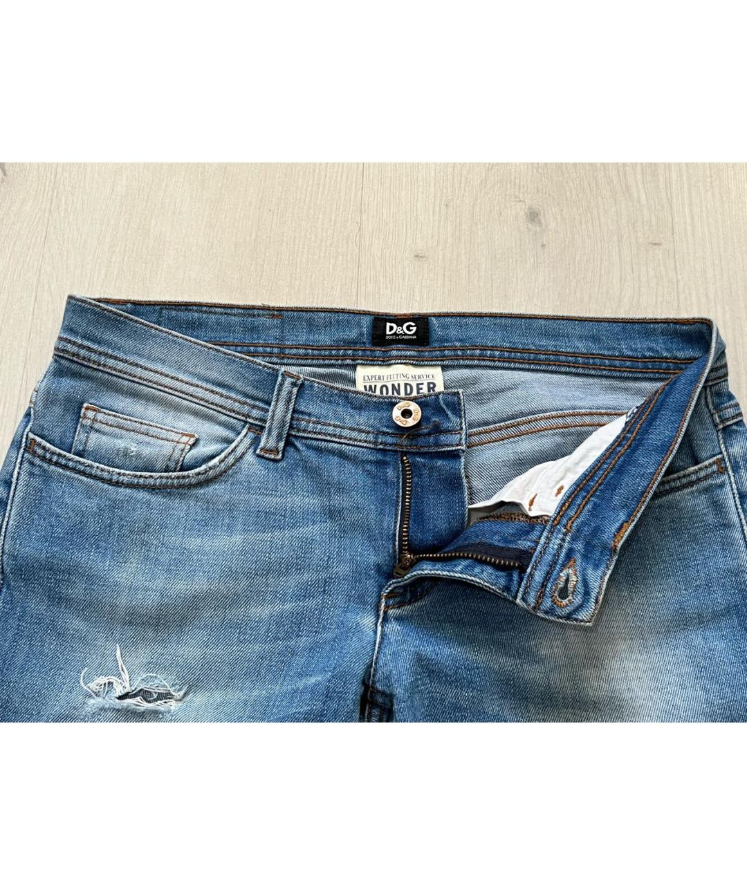 DOLCE&GABBANA Голубые хлопковые прямые джинсы, фото 5