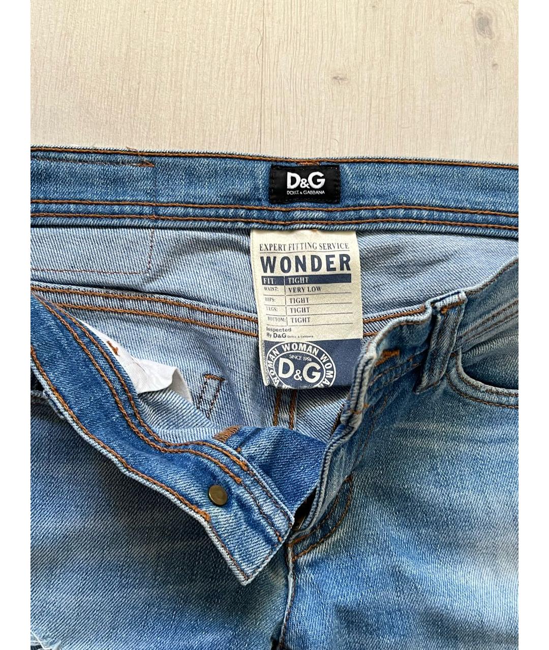 DOLCE&GABBANA Голубые хлопковые прямые джинсы, фото 4