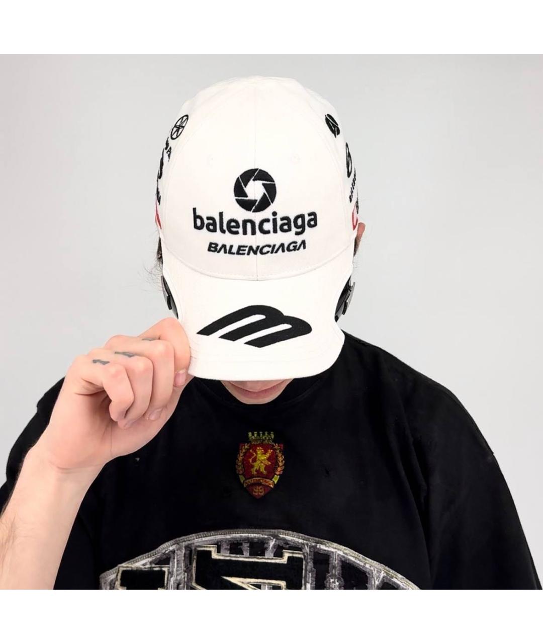 BALENCIAGA Белая хлопковая кепка, фото 2