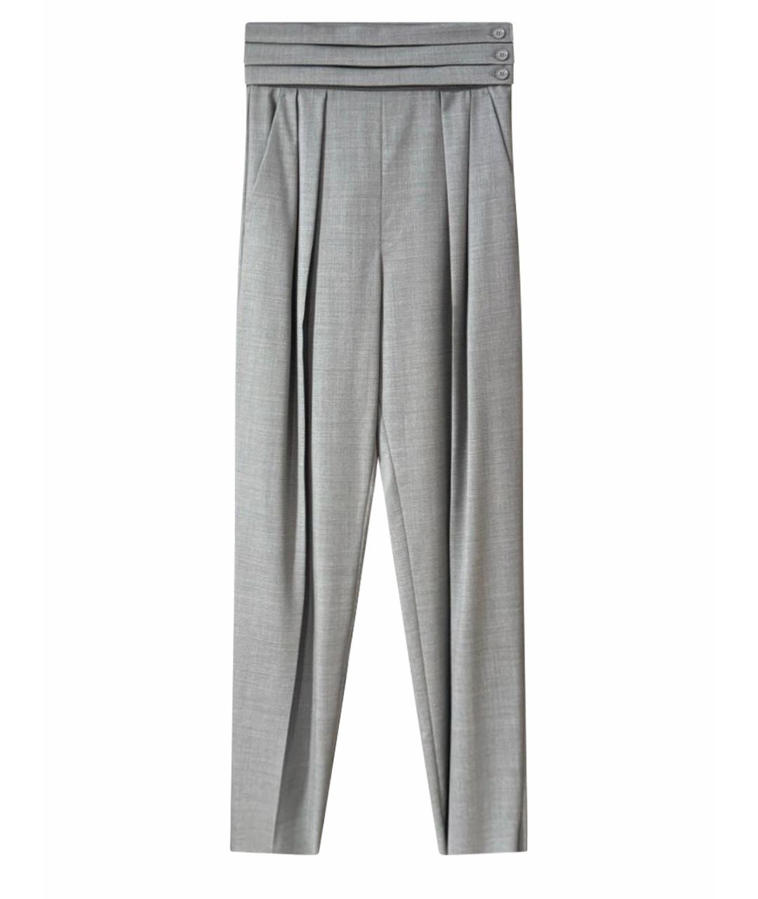 MAX MARA Серые шерстяные брюки широкие, фото 1