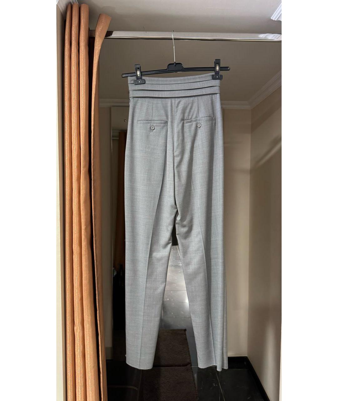 MAX MARA Серые шерстяные брюки широкие, фото 4