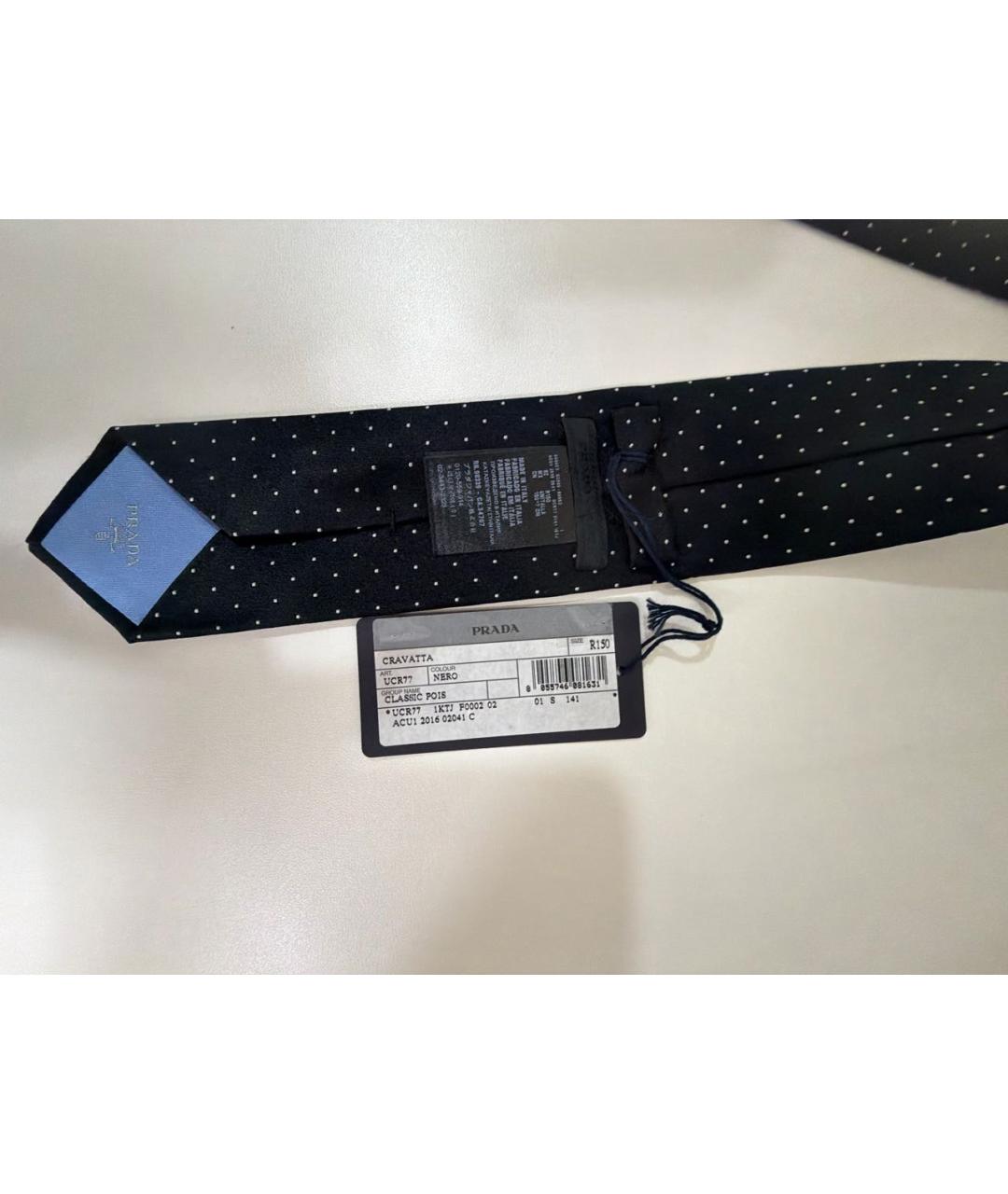 PRADA Черный шелковый галстук, фото 3
