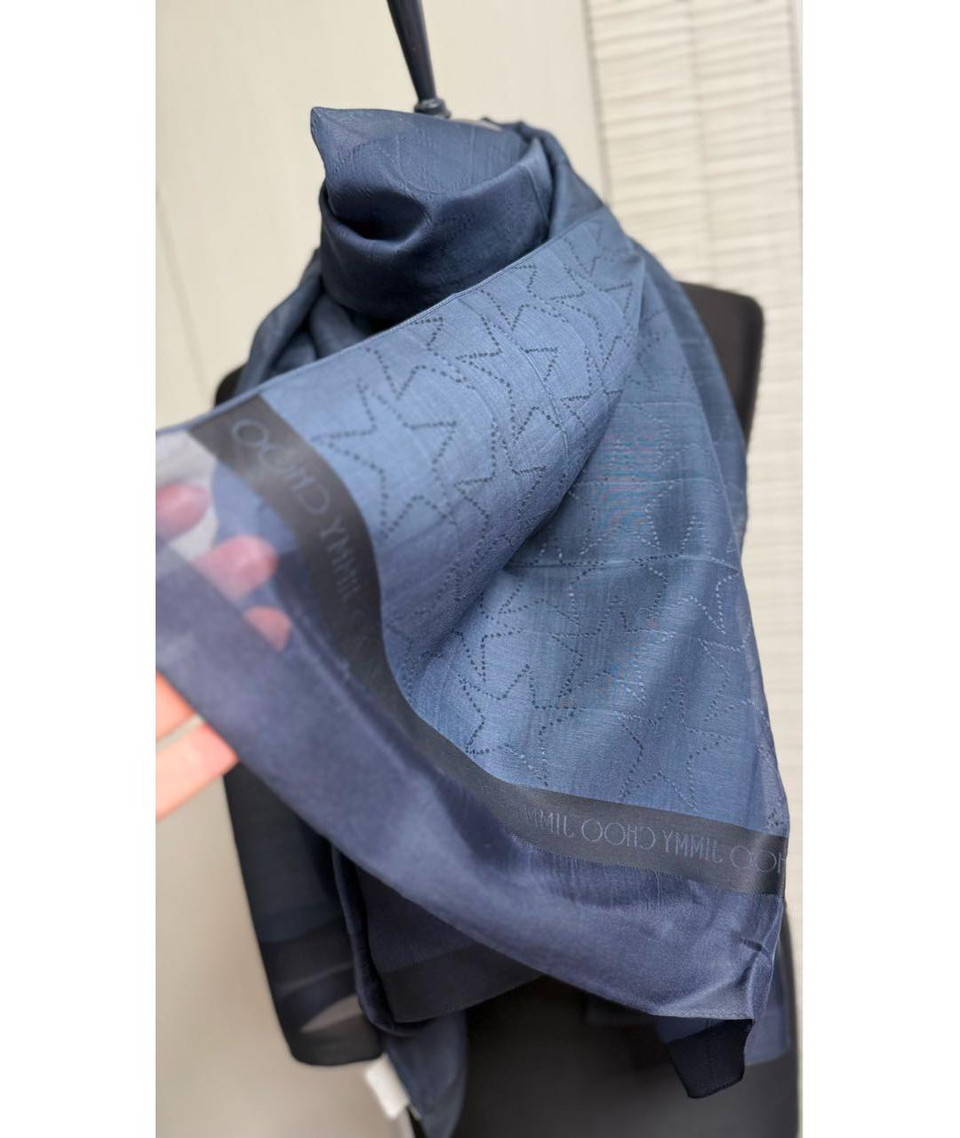 JIMMY CHOO Темно-синий хлопковый платок, фото 3