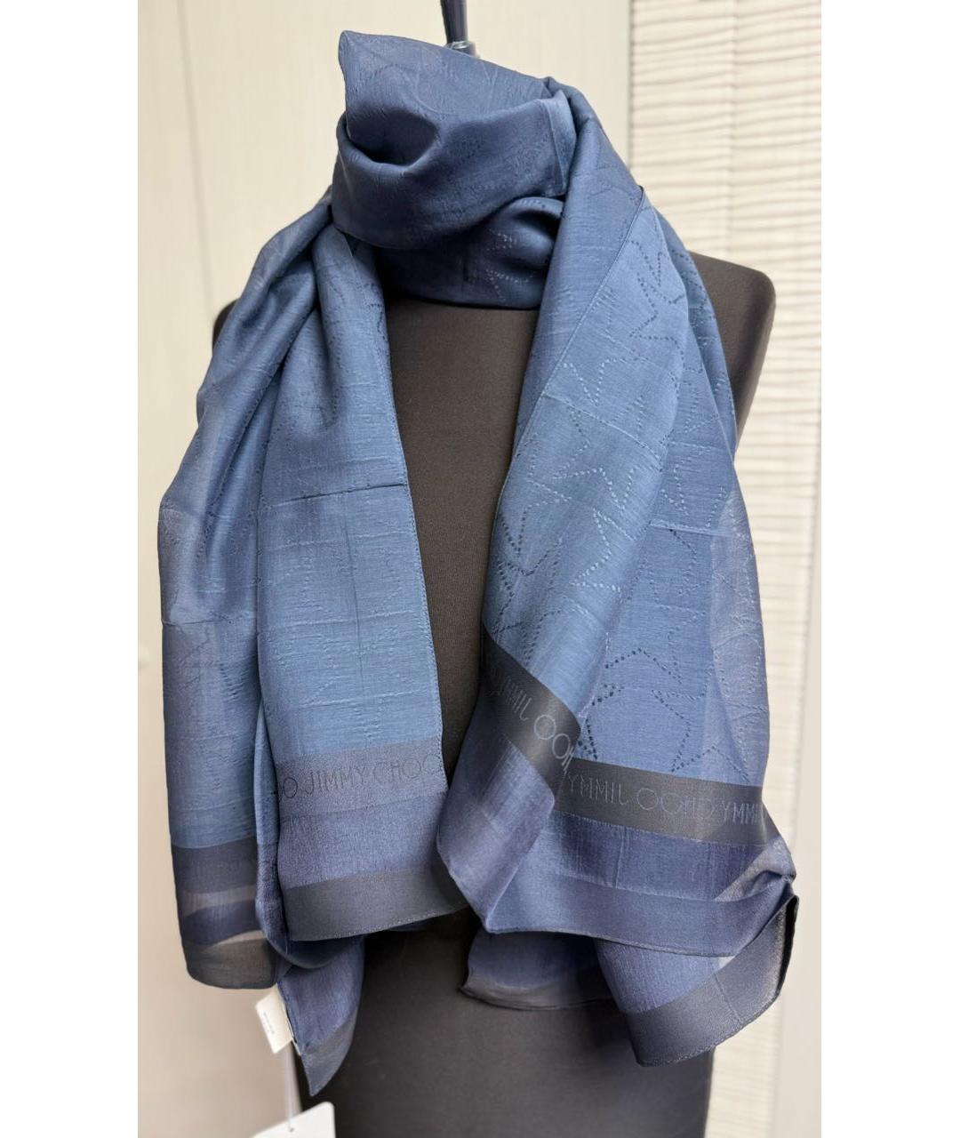 JIMMY CHOO Темно-синий хлопковый платок, фото 4