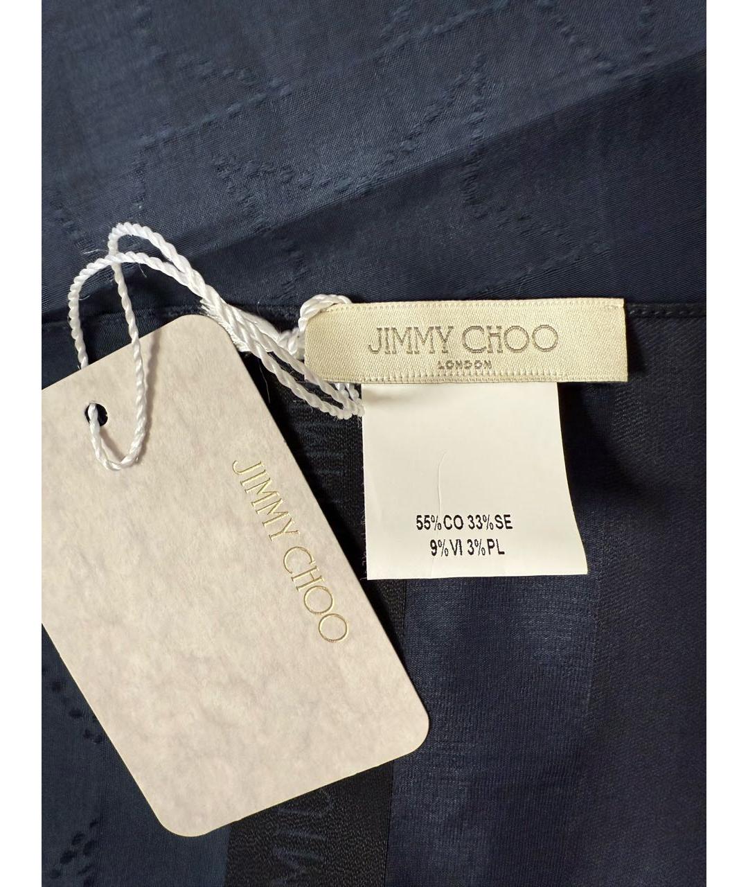 JIMMY CHOO Темно-синий хлопковый платок, фото 5
