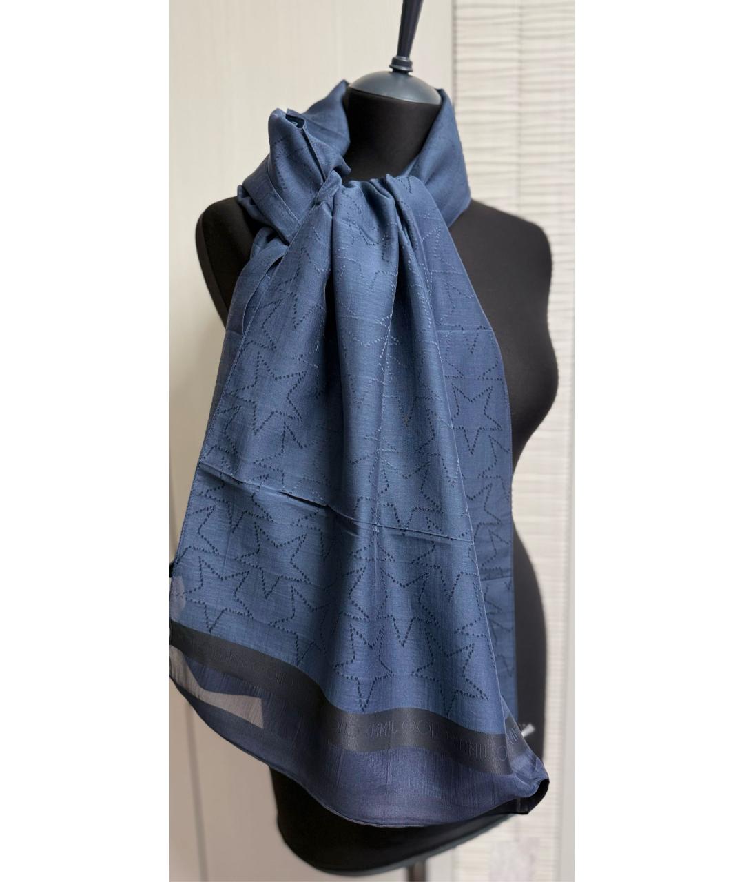 JIMMY CHOO Темно-синий хлопковый платок, фото 8