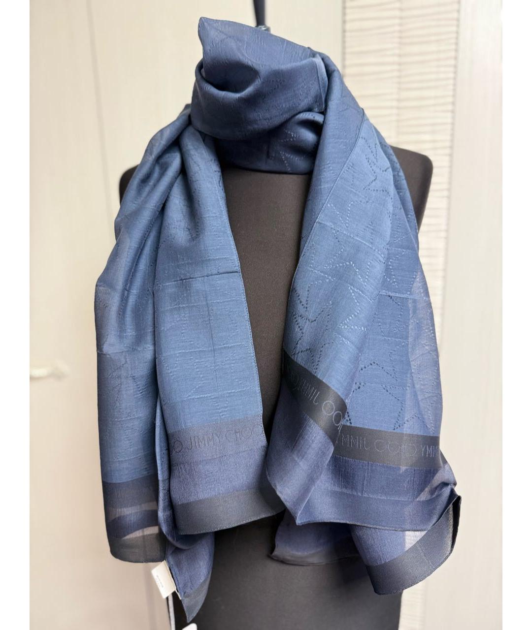 JIMMY CHOO Темно-синий хлопковый платок, фото 9