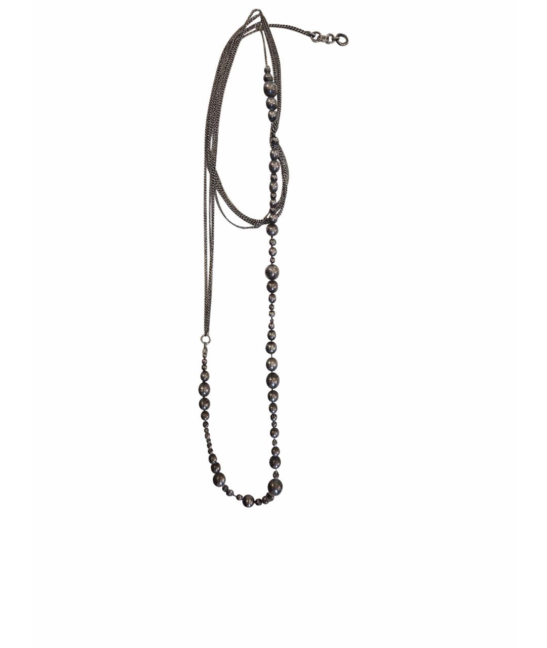 ANN DEMEULEMEESTER Антрацитовое серебряное колье, фото 1