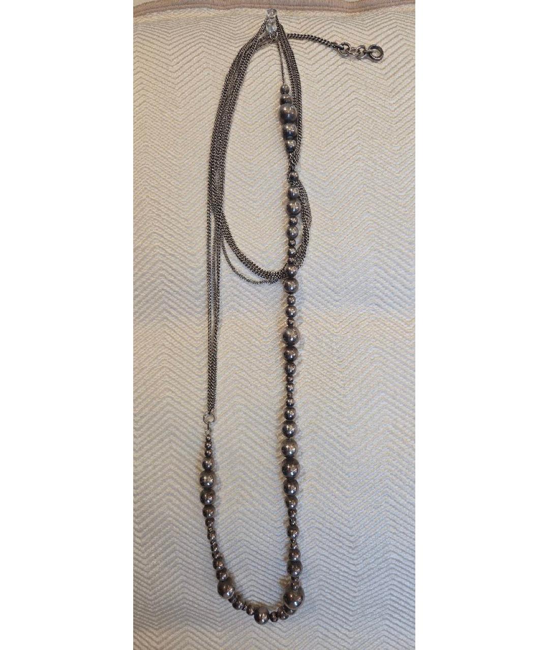 ANN DEMEULEMEESTER Антрацитовое серебряное колье, фото 10