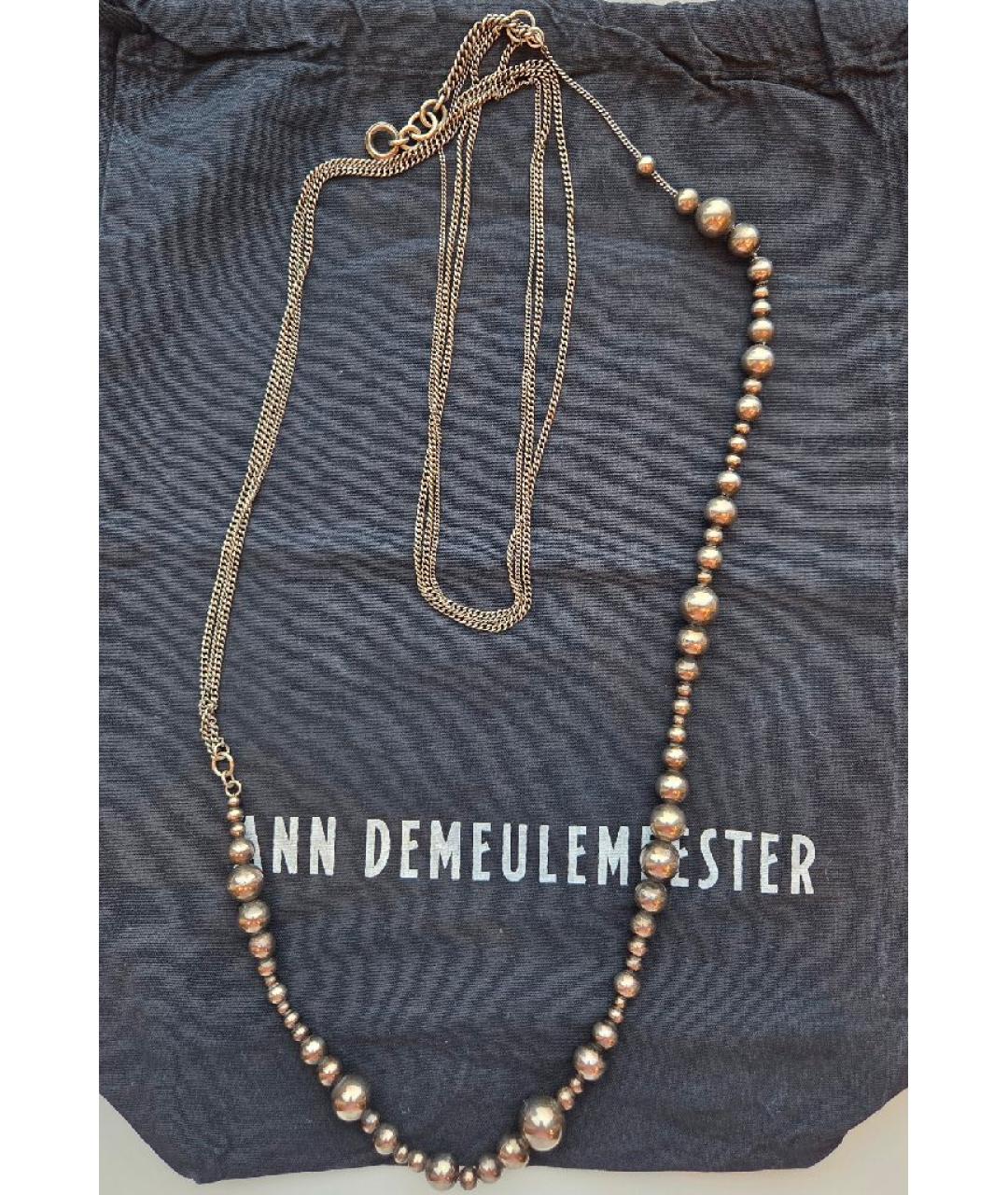 ANN DEMEULEMEESTER Антрацитовое серебряное колье, фото 2