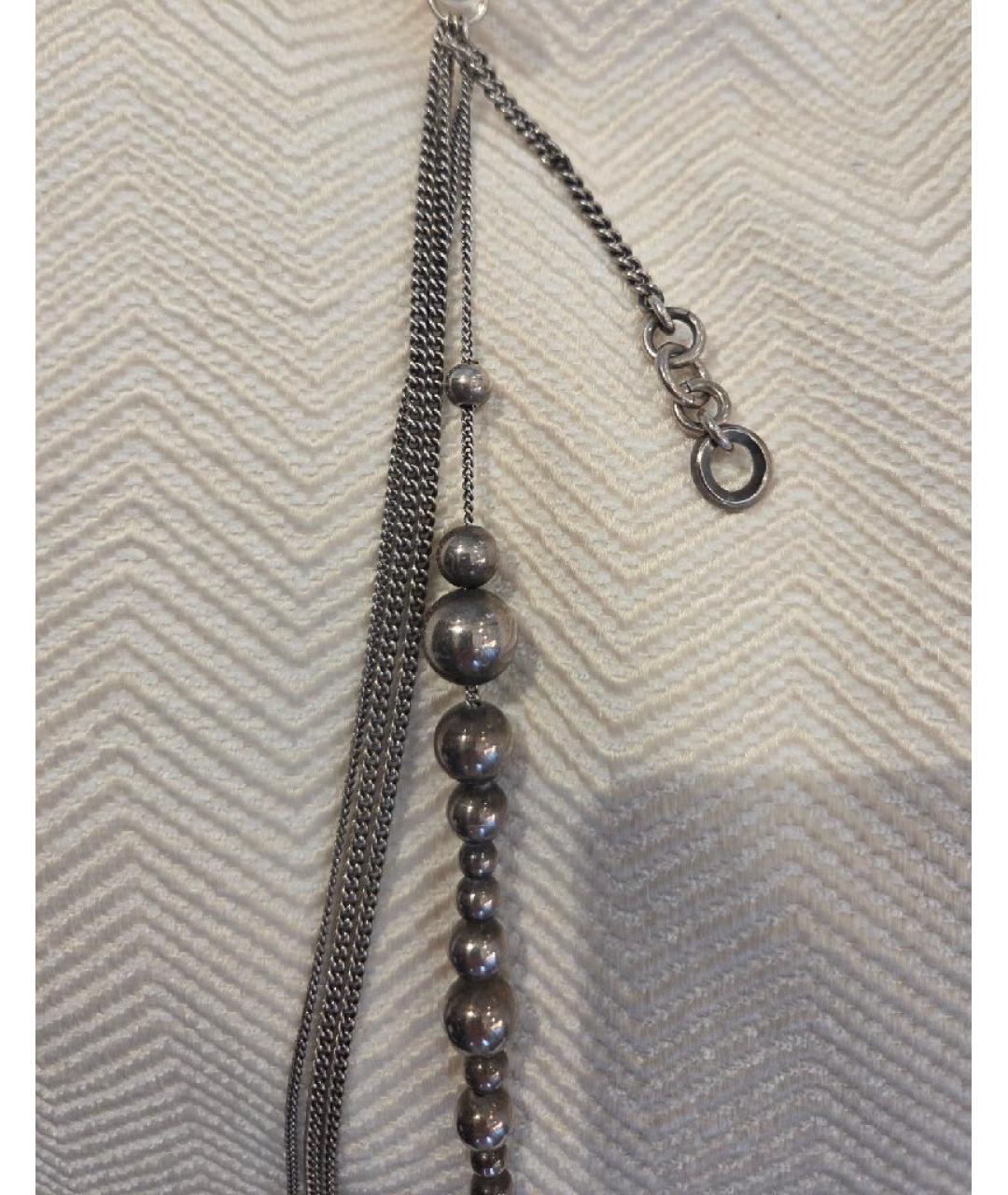 ANN DEMEULEMEESTER Антрацитовое серебряное колье, фото 9