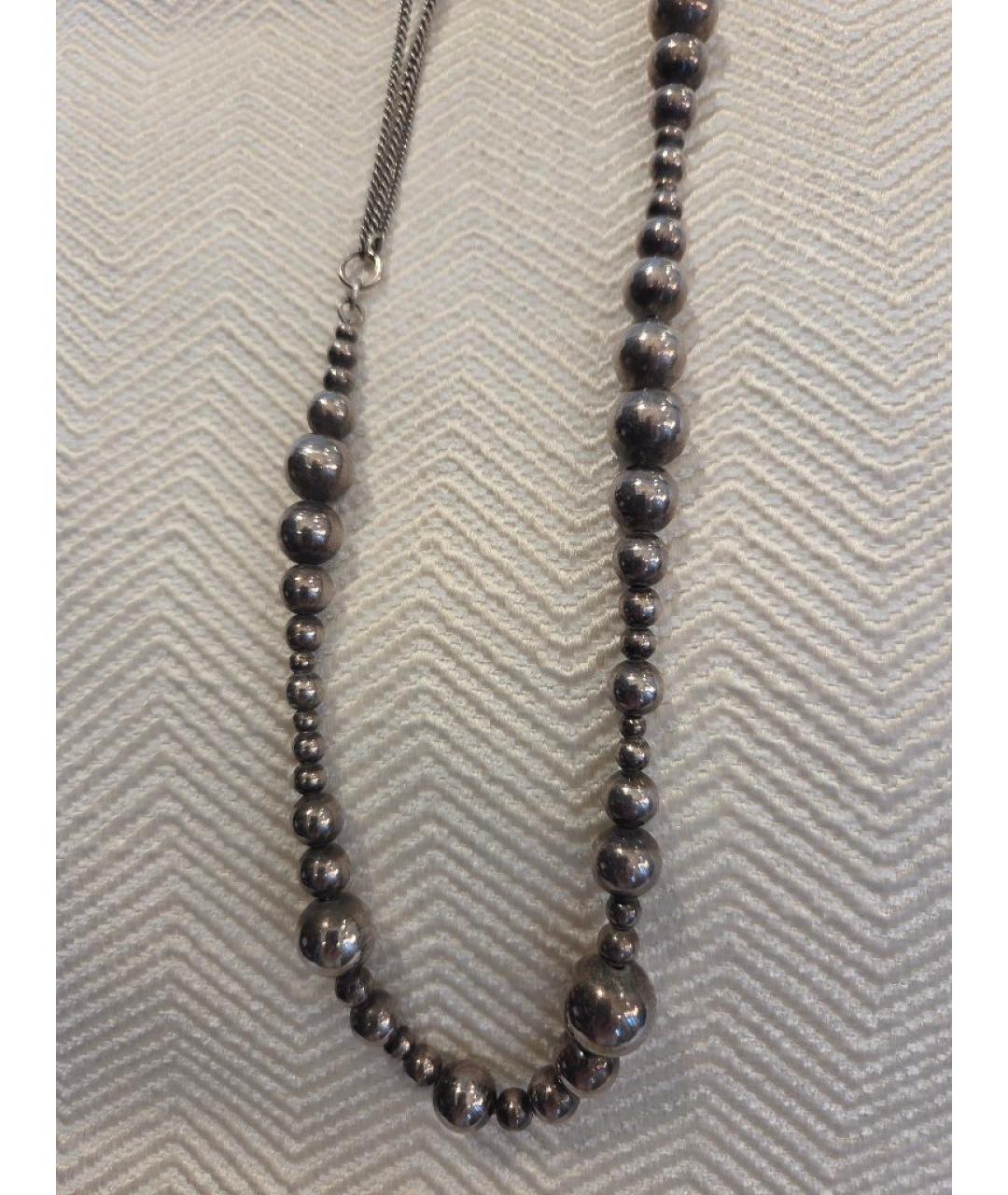 ANN DEMEULEMEESTER Антрацитовое серебряное колье, фото 8