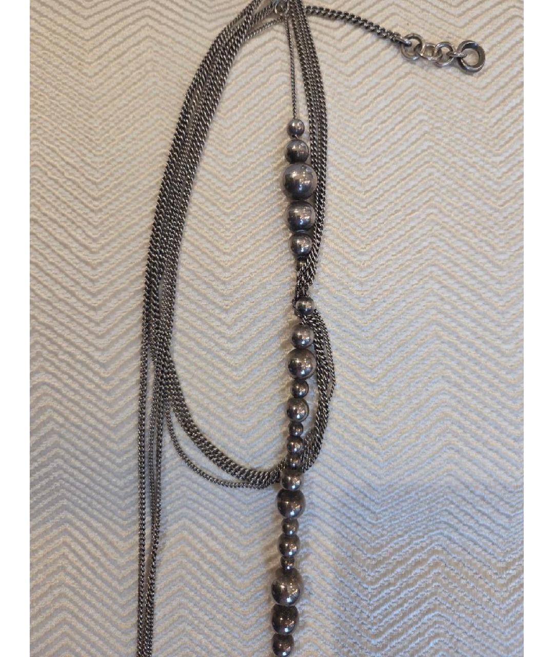 ANN DEMEULEMEESTER Антрацитовое серебряное колье, фото 3