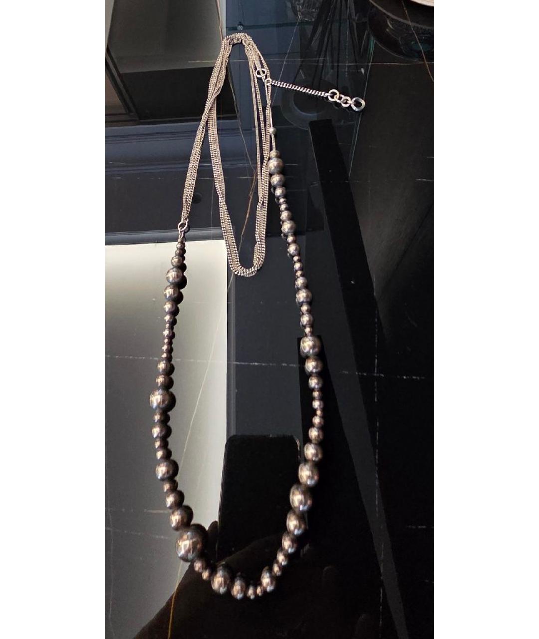 ANN DEMEULEMEESTER Антрацитовое серебряное колье, фото 4