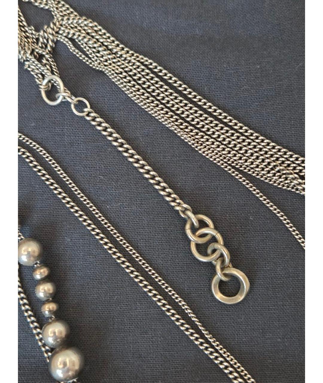 ANN DEMEULEMEESTER Антрацитовое серебряное колье, фото 5