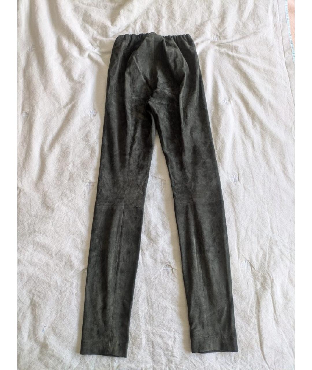 THE ROW Зеленые замшевые леггинсы и велосипедки, фото 2