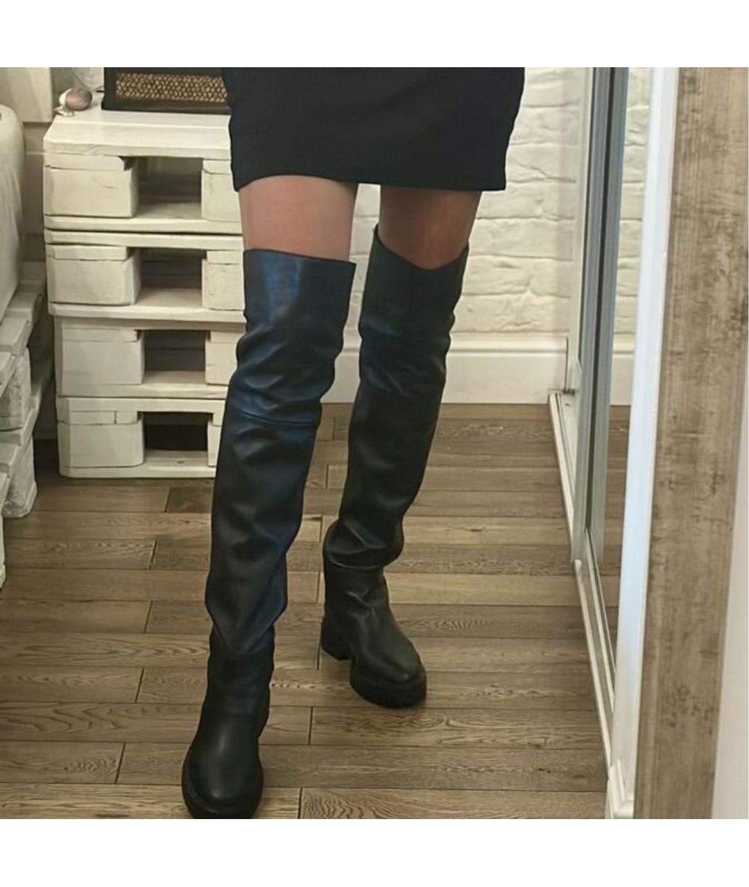 GIANVITO ROSSI Черные кожаные ботфорты, фото 3