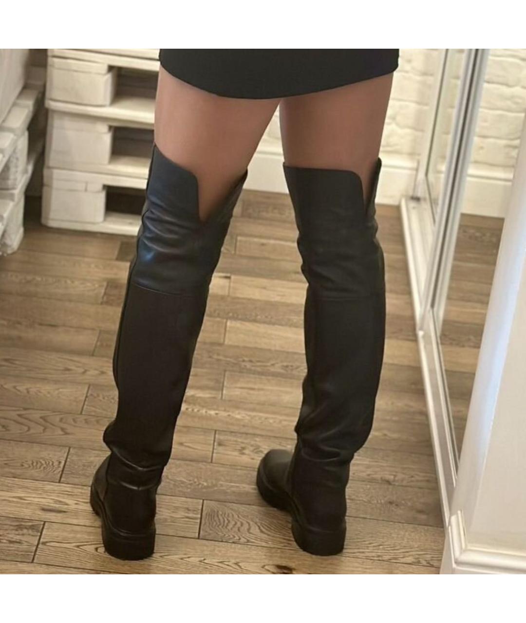 GIANVITO ROSSI Черные кожаные ботфорты, фото 4