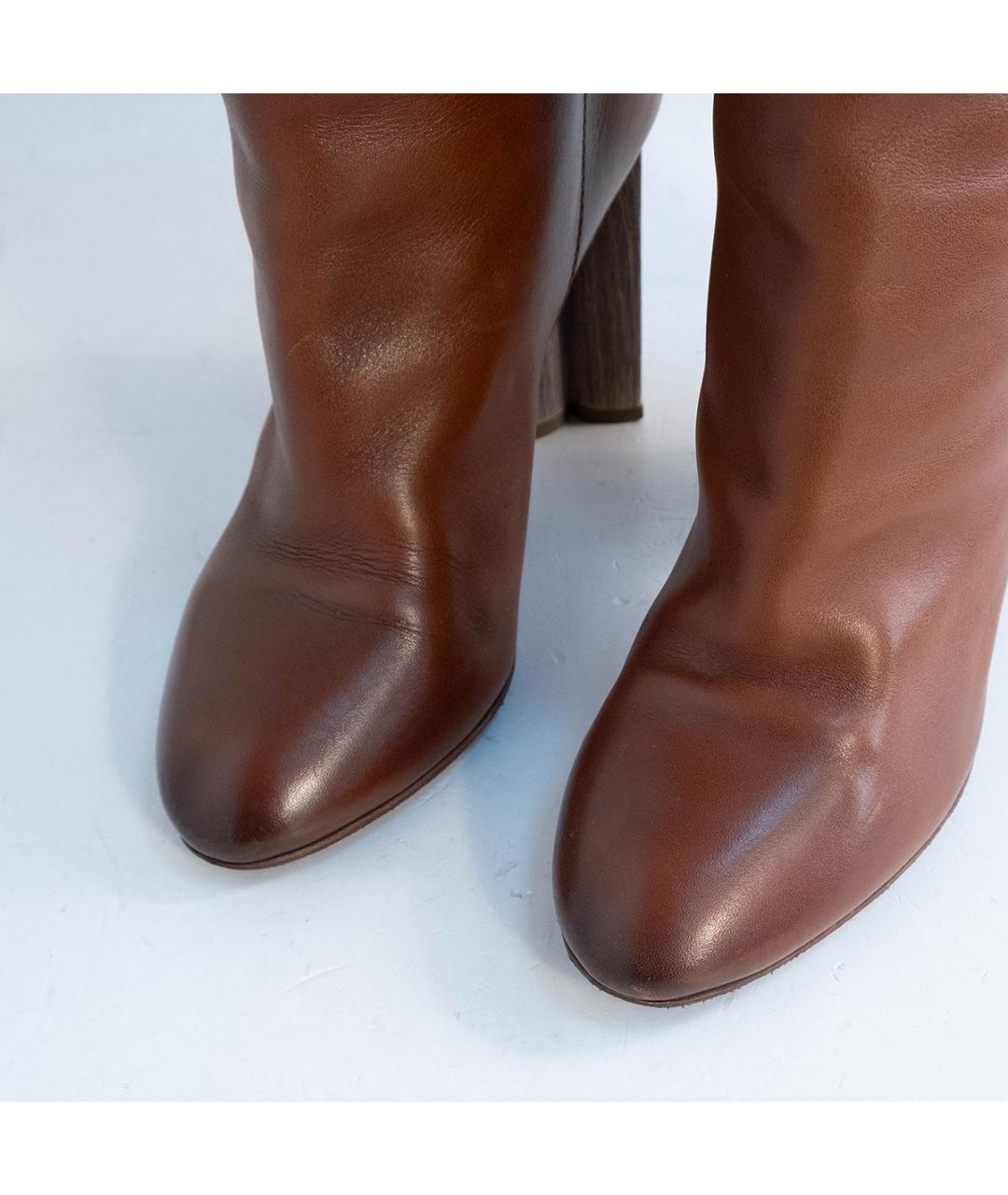 LOUIS VUITTON Коричневые кожаные сапоги, фото 3