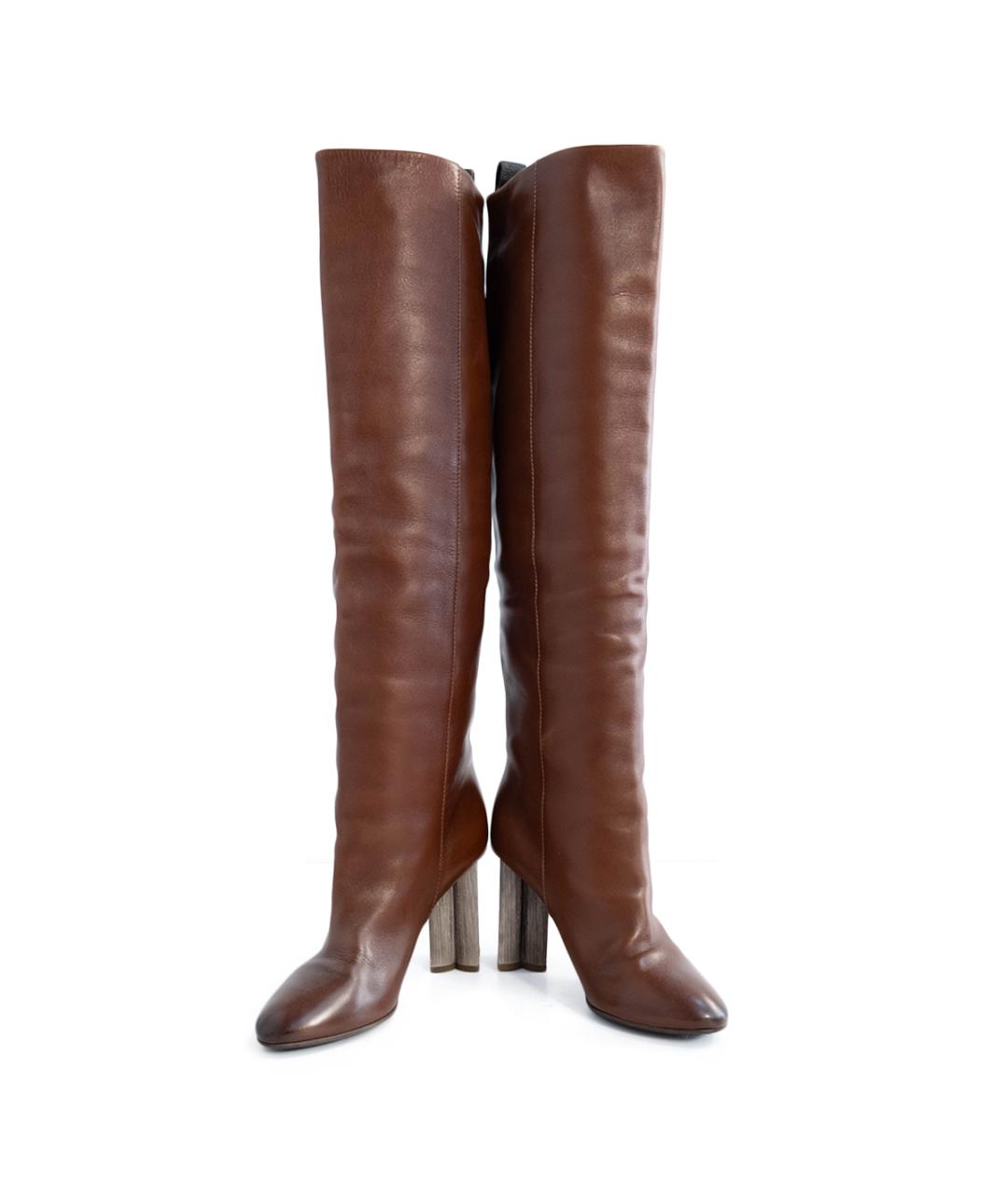 LOUIS VUITTON Коричневые кожаные сапоги, фото 4