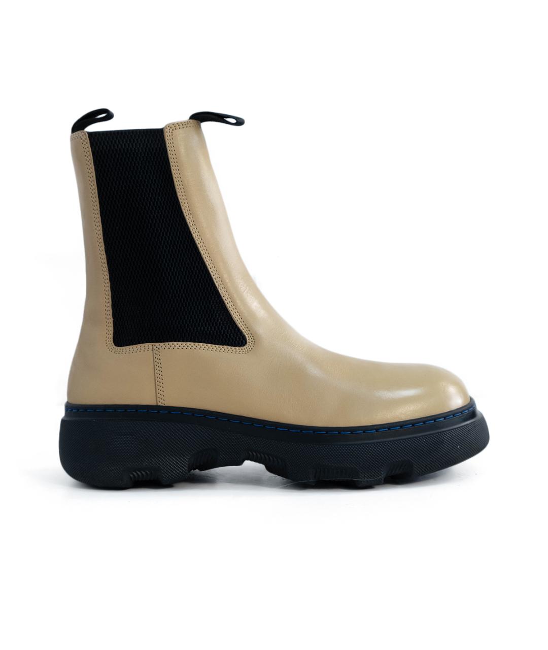 BURBERRY Бежевые кожаные ботинки, фото 7