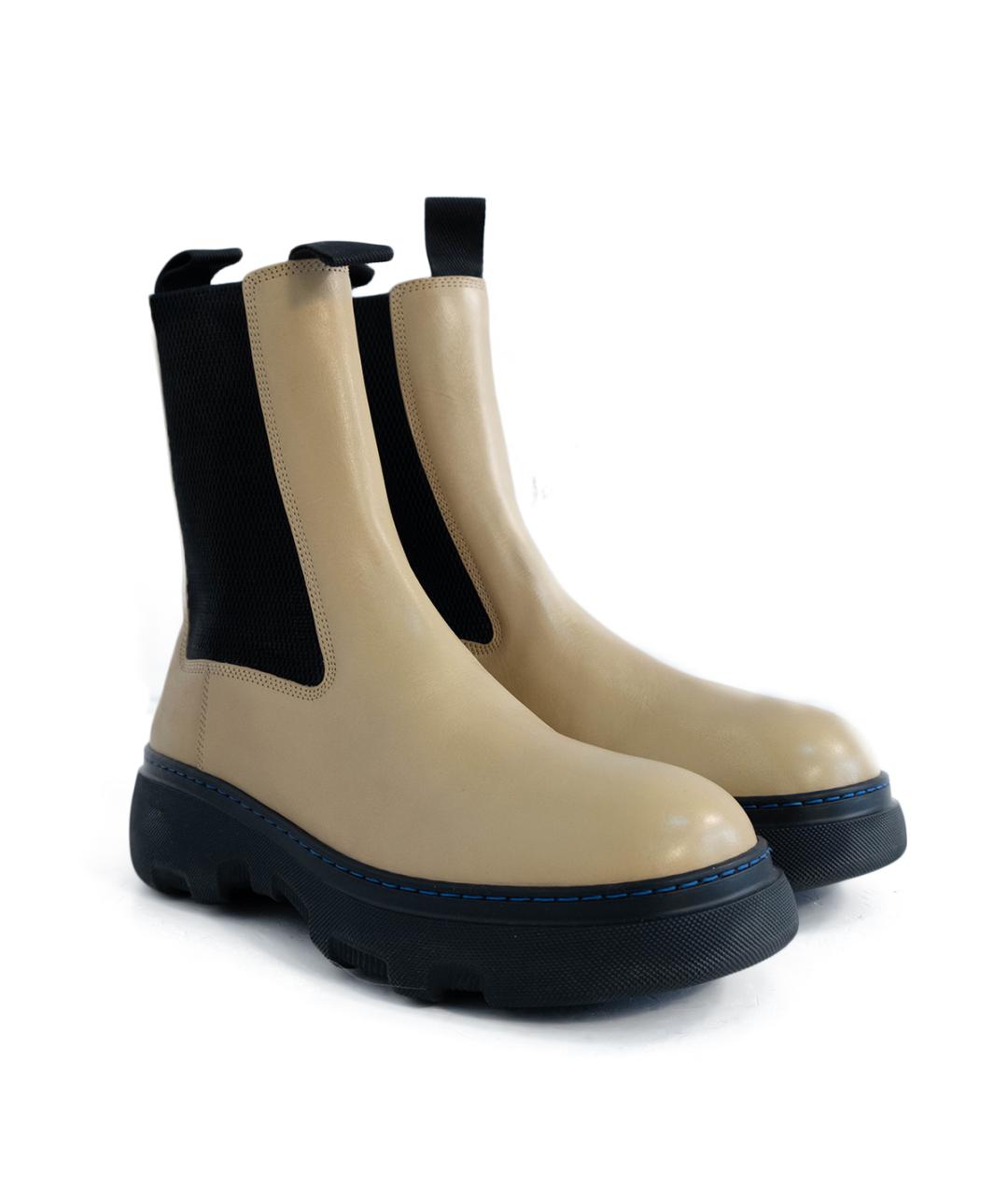 BURBERRY Бежевые кожаные ботинки, фото 2