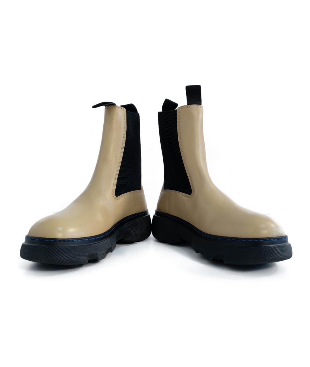 BURBERRY Бежевые кожаные ботинки, фото 4