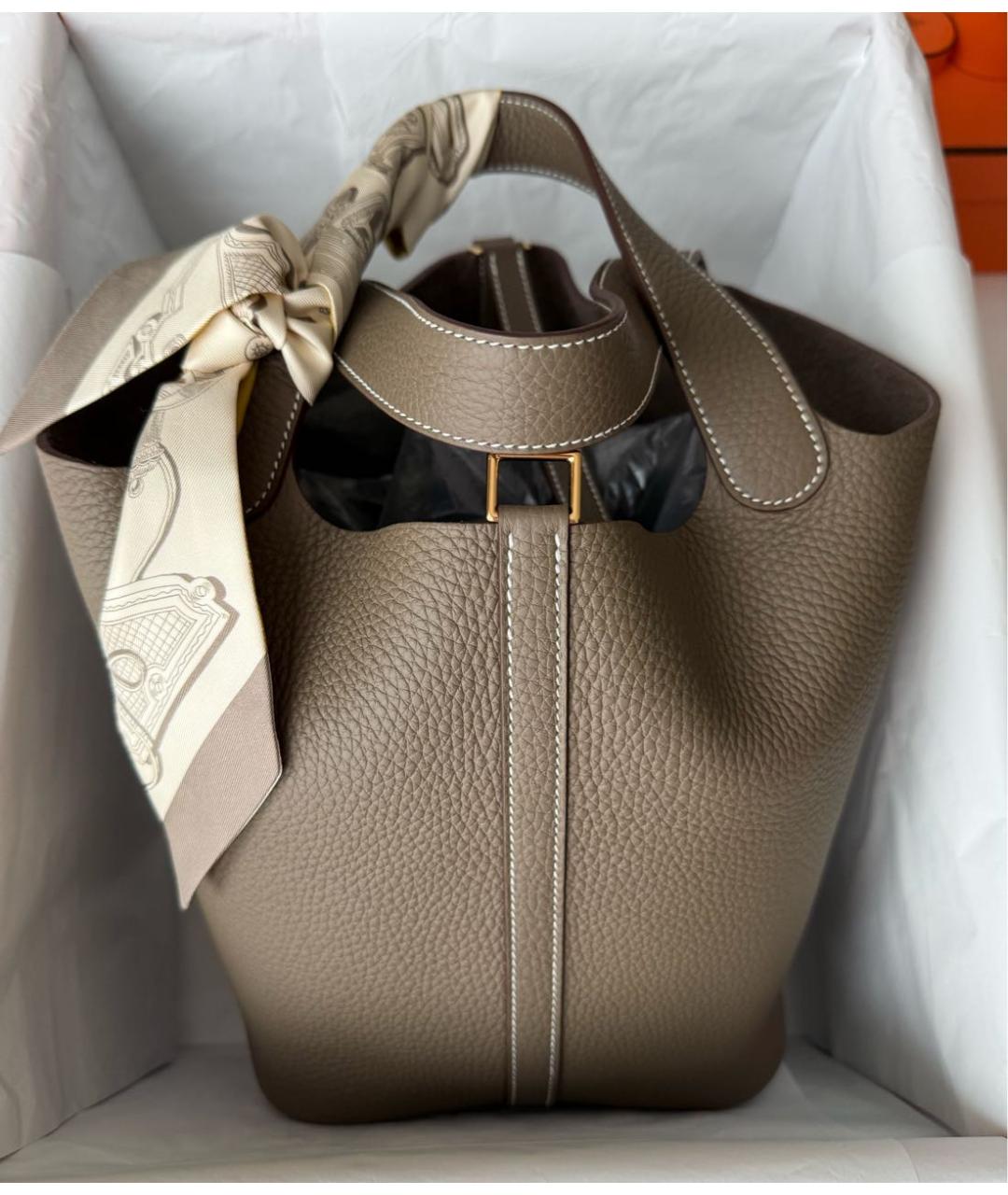 HERMES Бежевый шелковый шарф, фото 4