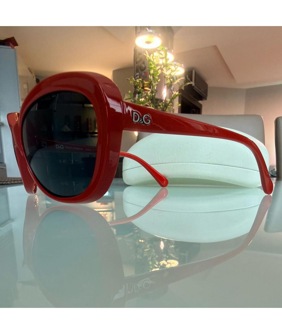DOLCE&GABBANA Красные пластиковые солнцезащитные очки, фото 2