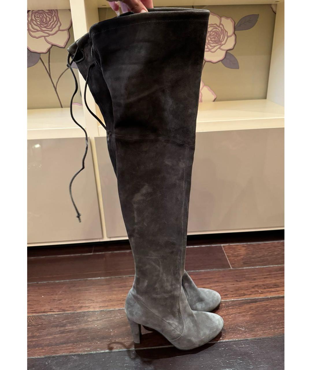 STUART WEITZMAN Серые замшевые ботфорты, фото 5