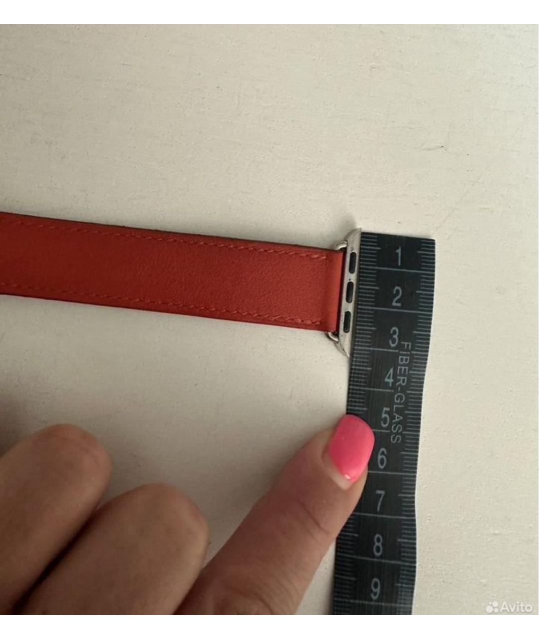 HERMES Оранжевый кожаный ремень, фото 5