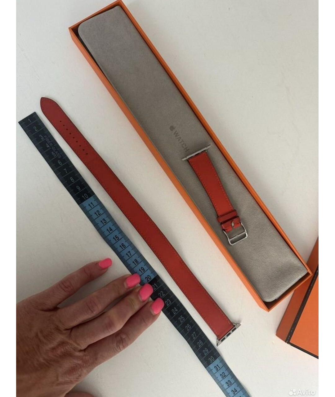 HERMES Оранжевый кожаный ремень, фото 3