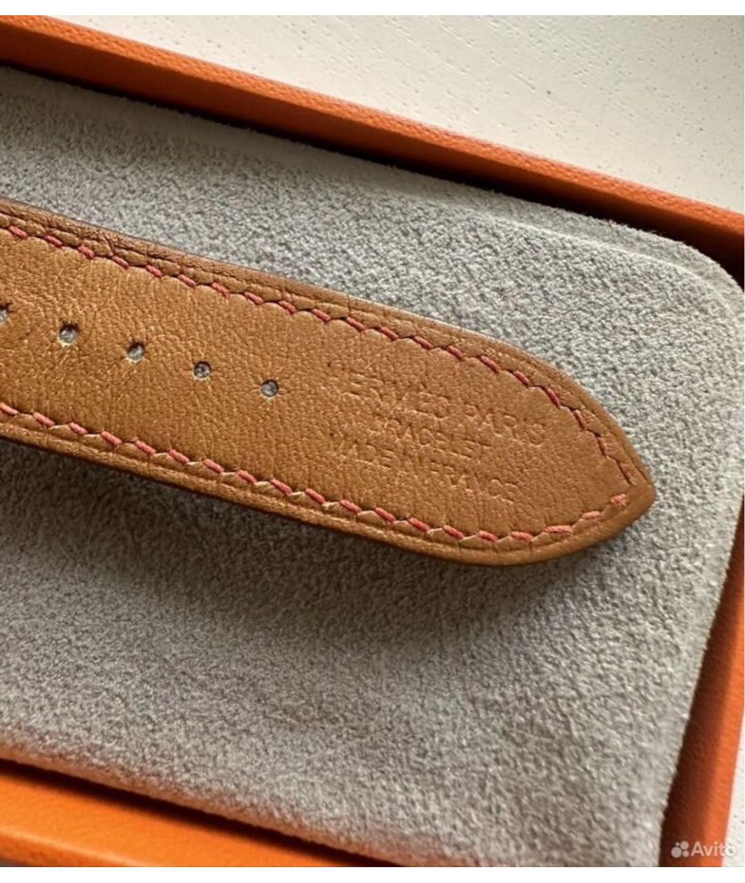 HERMES Оранжевый кожаный ремень, фото 4