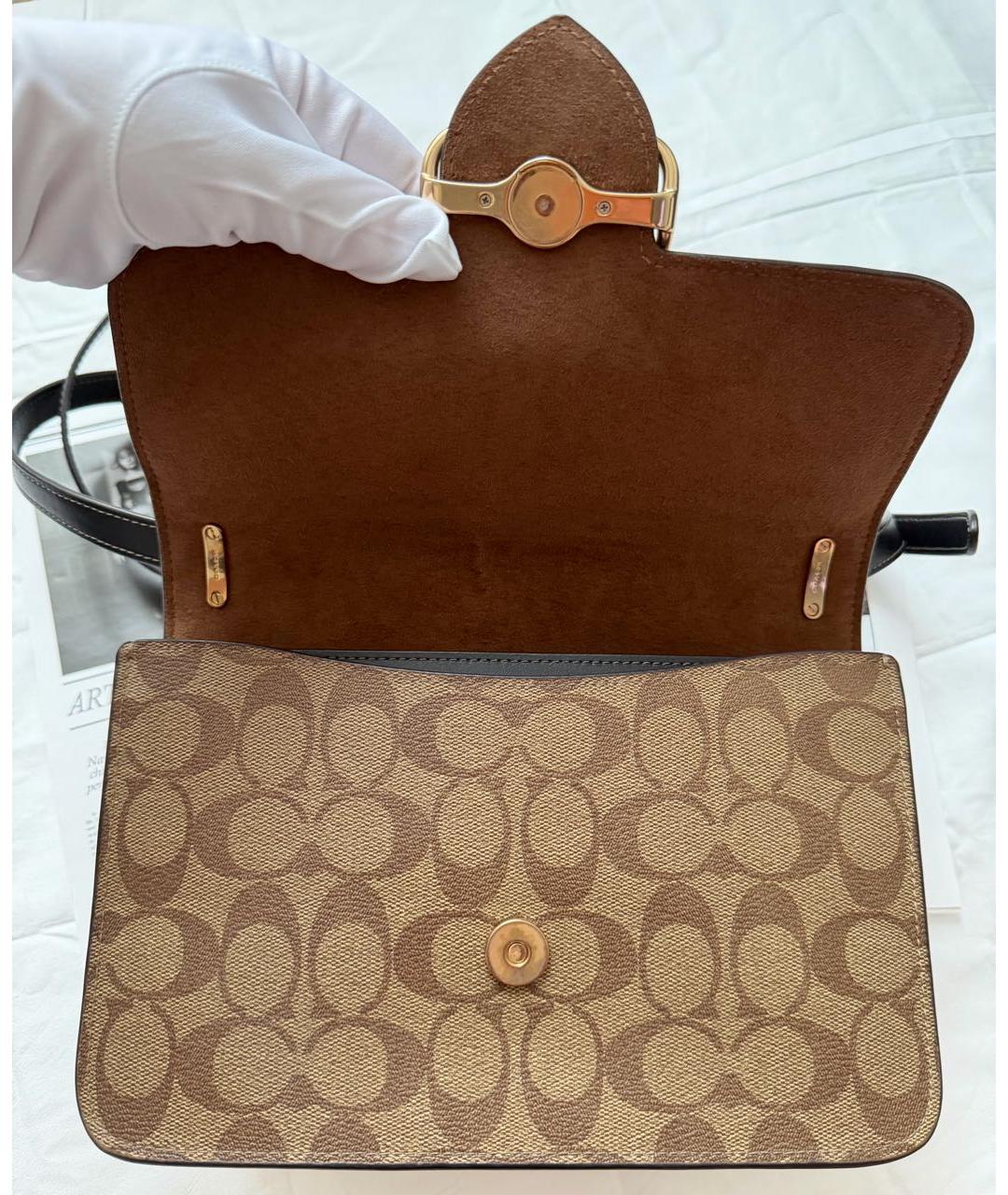 COACH Коричневая кожаная сумка через плечо, фото 5