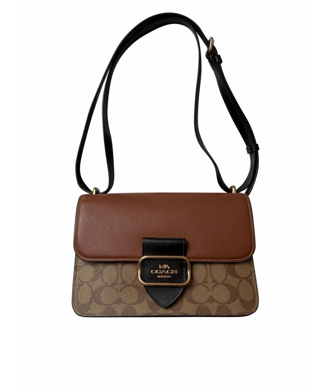 COACH Коричневая кожаная сумка через плечо, фото 1