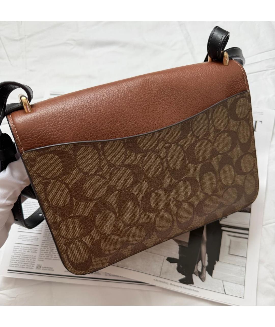 COACH Коричневая кожаная сумка через плечо, фото 8