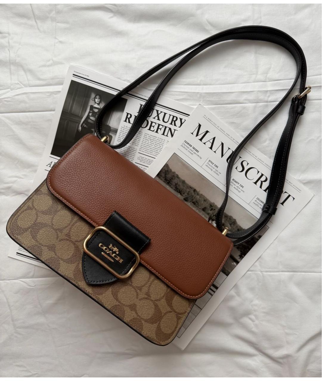 COACH Коричневая кожаная сумка через плечо, фото 9