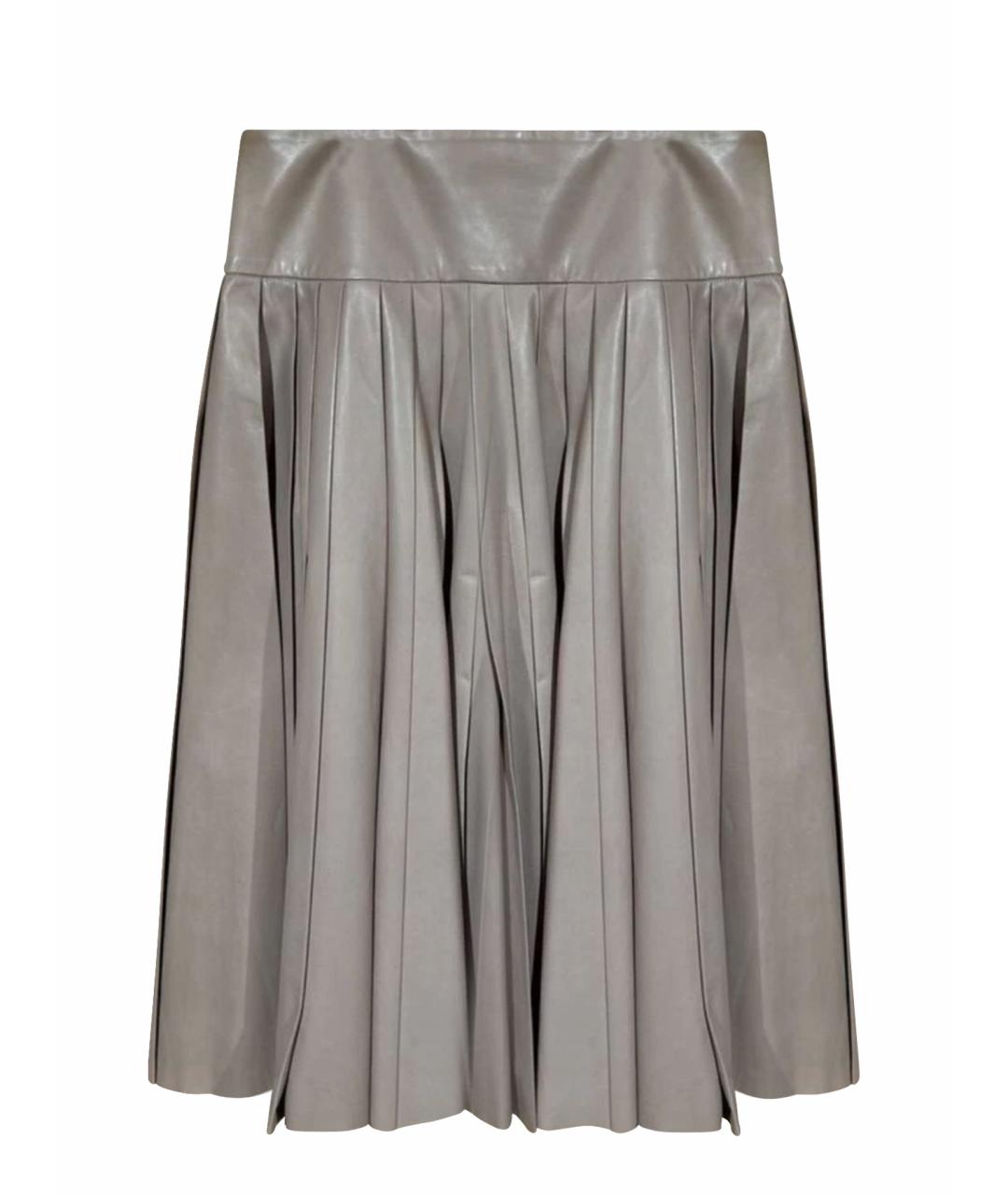 CHRISTIAN DIOR Бежевая кожаная юбка миди, фото 1