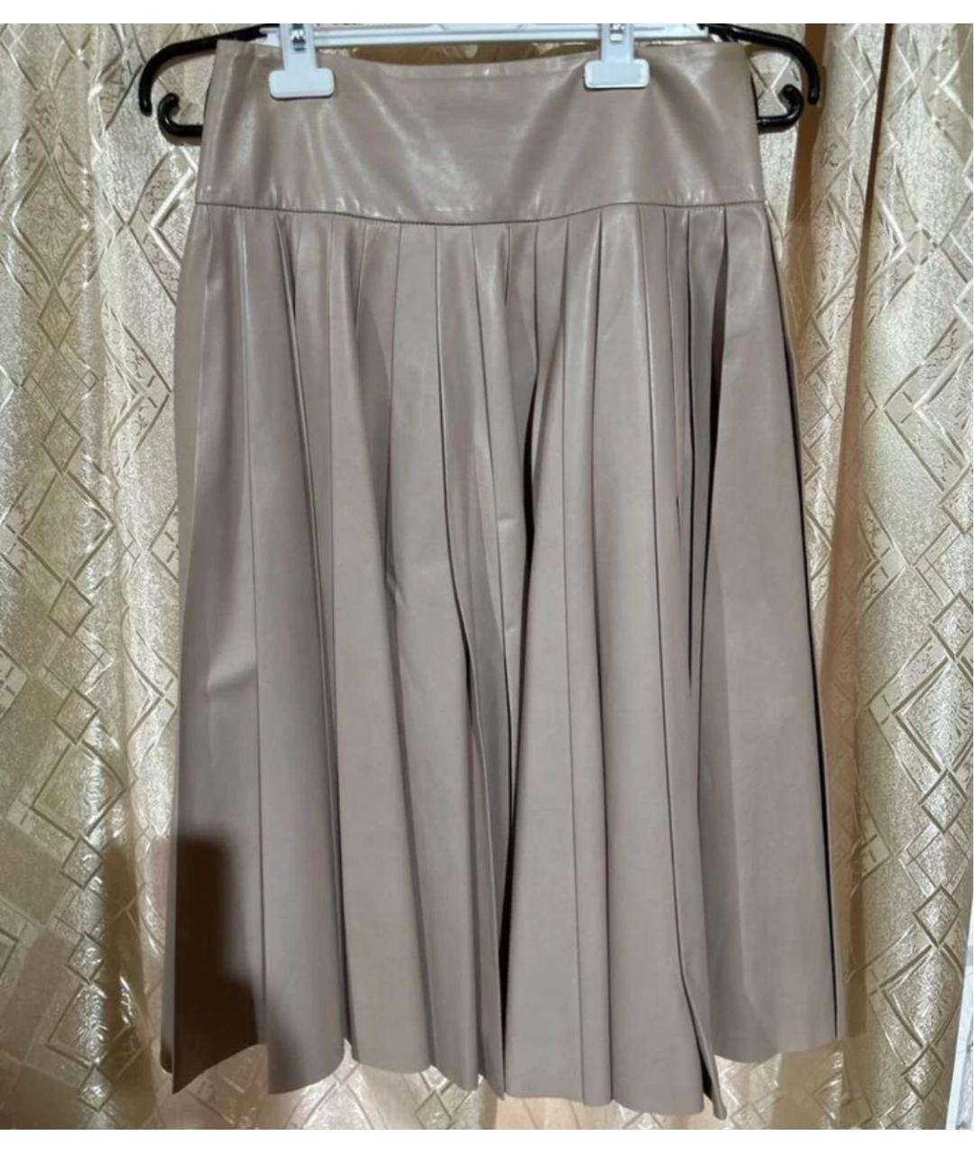CHRISTIAN DIOR Бежевая кожаная юбка миди, фото 7