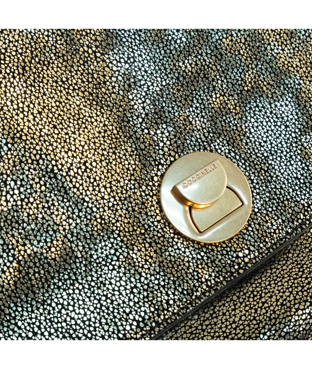 COCCINELLE Золотая кожаная сумка через плечо, фото 4