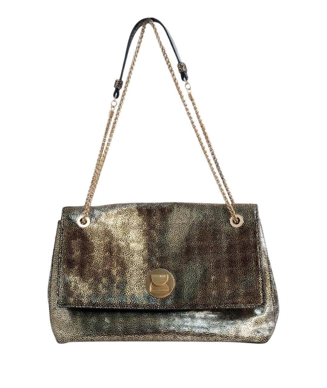 COCCINELLE Золотая кожаная сумка через плечо, фото 1