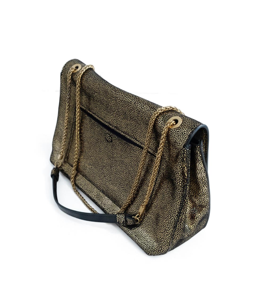 COCCINELLE Золотая кожаная сумка через плечо, фото 3