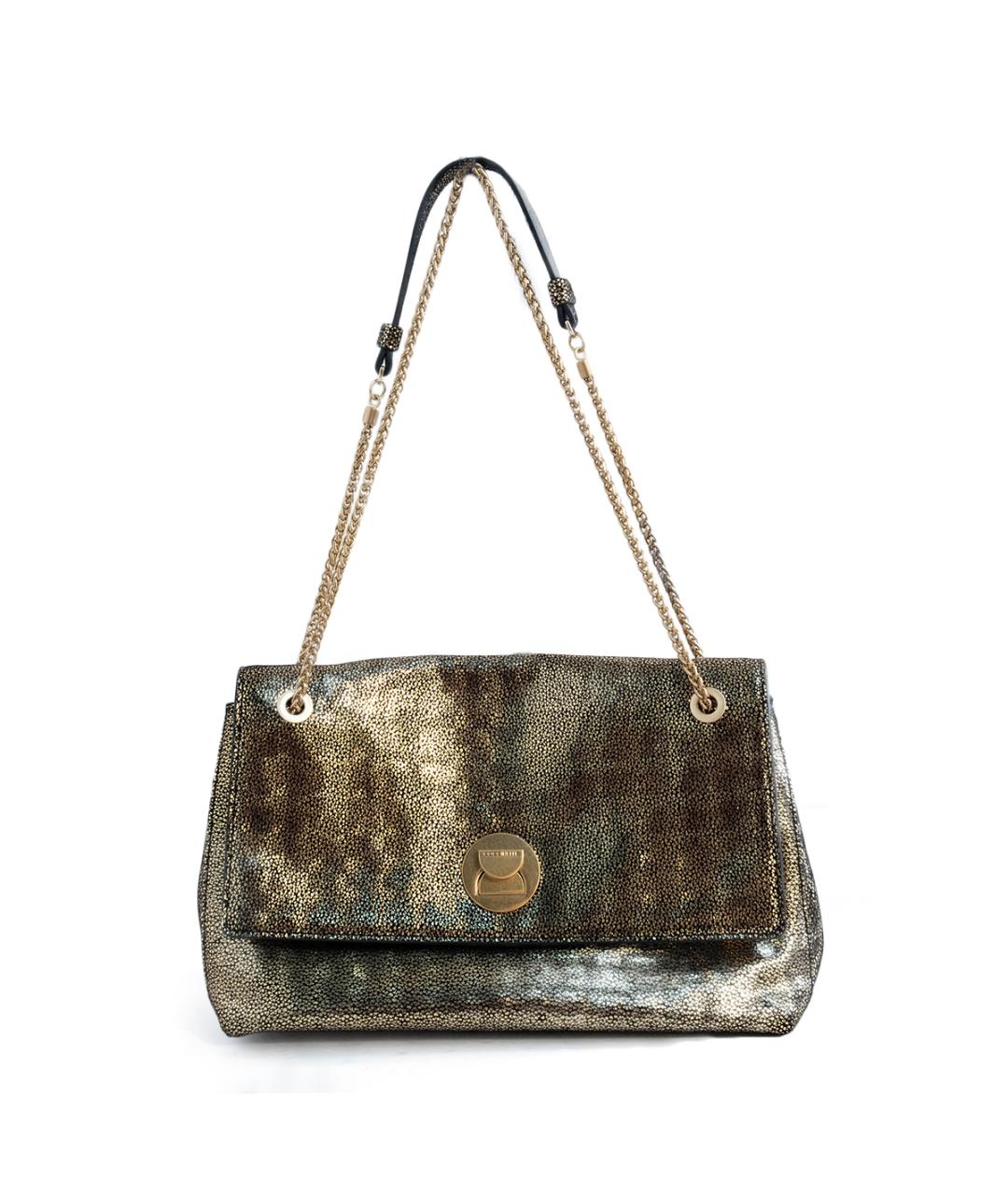 COCCINELLE Золотая кожаная сумка через плечо, фото 6