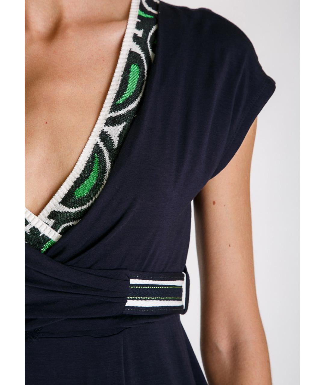 ANTONIO MARRAS Темно-синее вискозное повседневное платье, фото 5