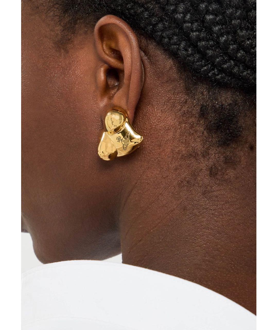 VIVIENNE WESTWOOD Золотые латунные серьги, фото 2