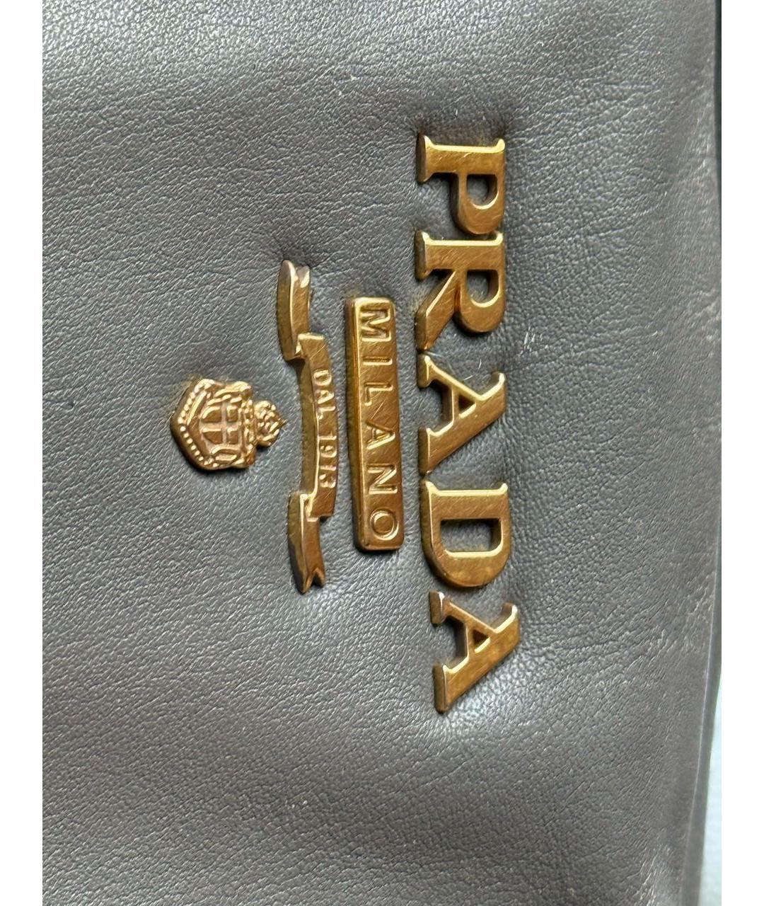 PRADA Антрацитовая кожаная сумка через плечо, фото 5